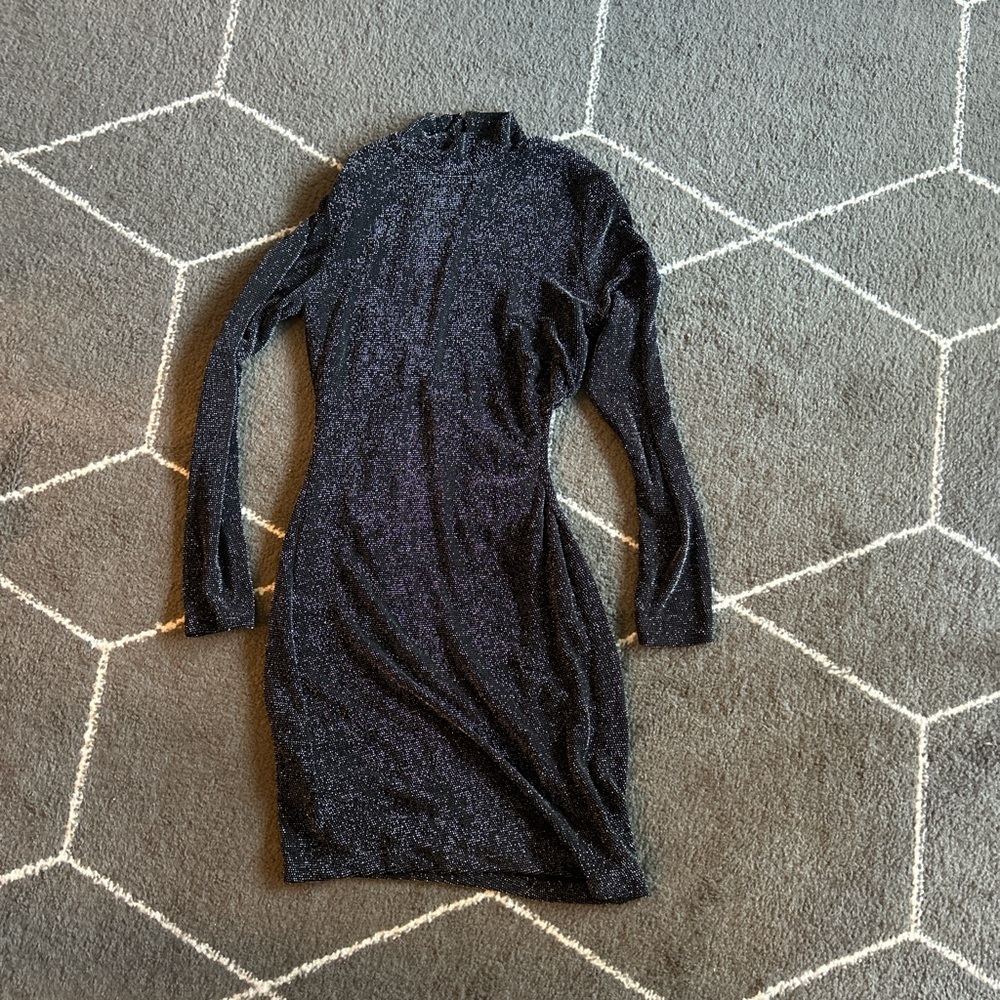 Bar III Shimmering Black Long Sleeve Dress